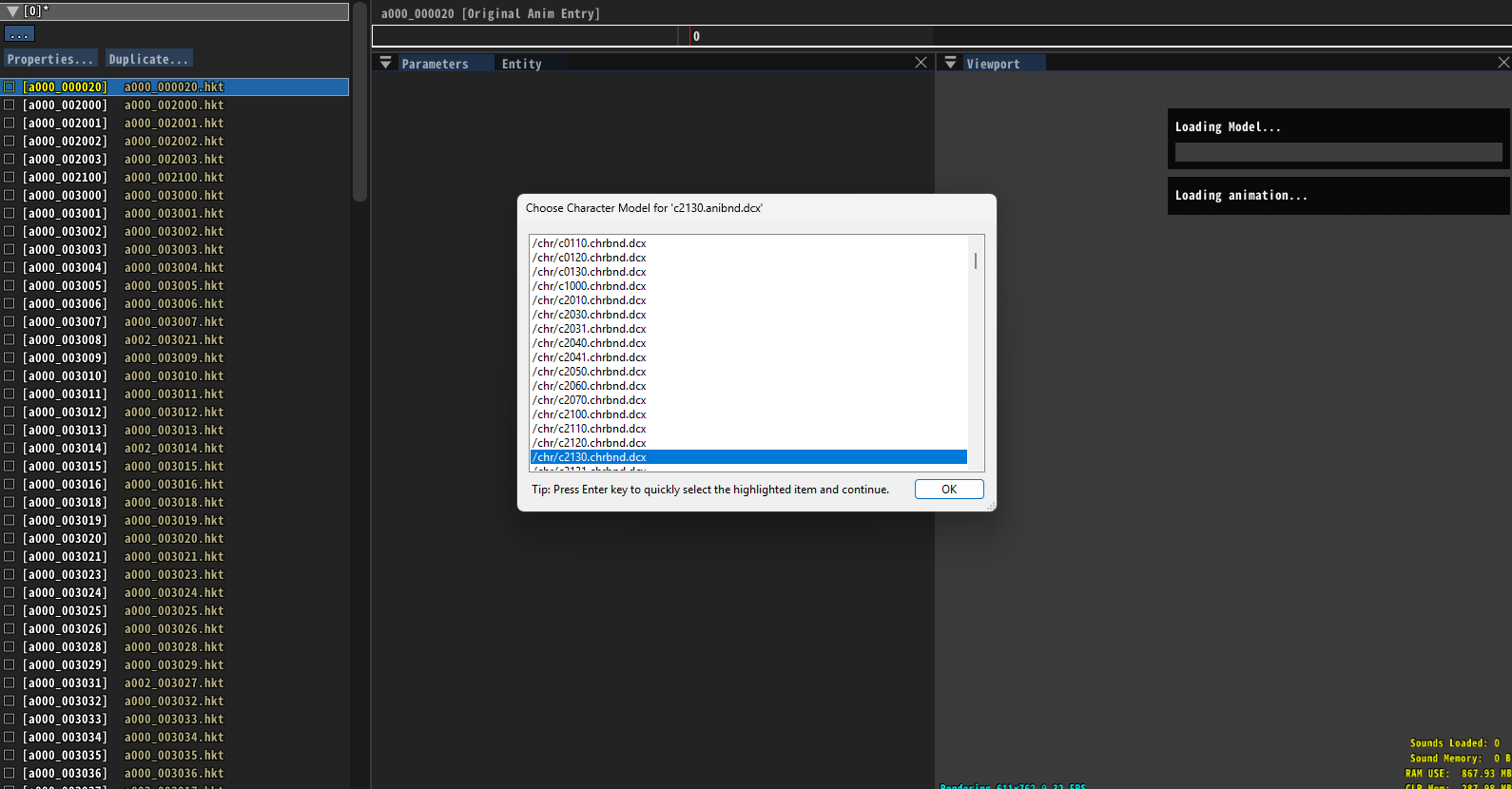 DSAnimStudio - Liste à gauche et validation