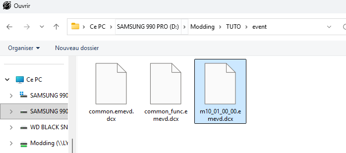 DarkScript3 - Choisir un .emevd.dcx du projet
