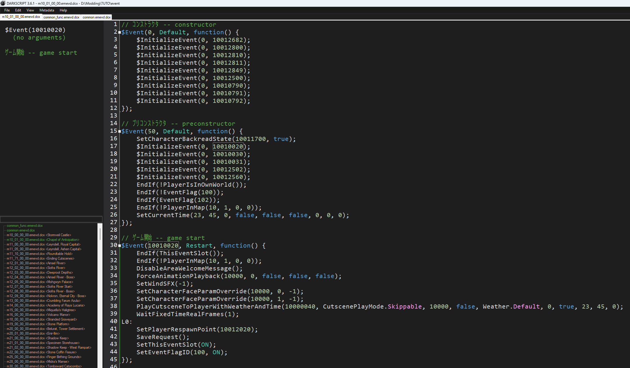 DarkScript3 - InitializeEvent et Event ID
